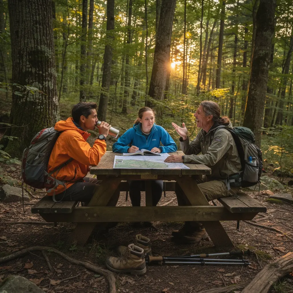 Турист с рюкзаком, проходящий по живописной горной тропе.
