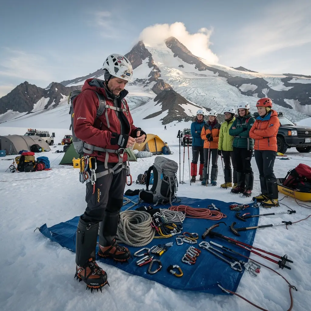 Солнечный рассвет над горами с яркими цветами в foreground.