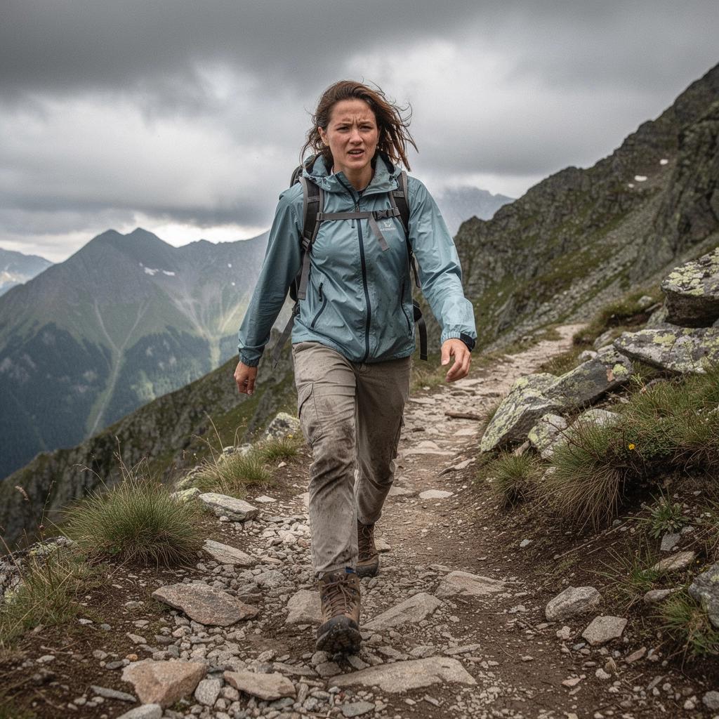 Треккер, отдыхающий на камнях у горного ручья, окруженного природой.